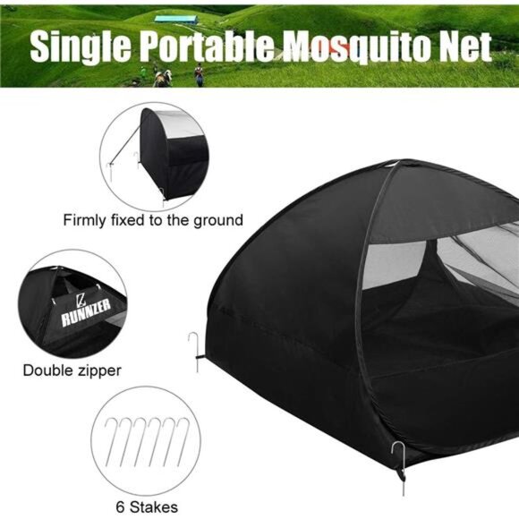 Single Person Pop Up Tent, 1 Person Mosquito Net Tent - Picture 3 of 7